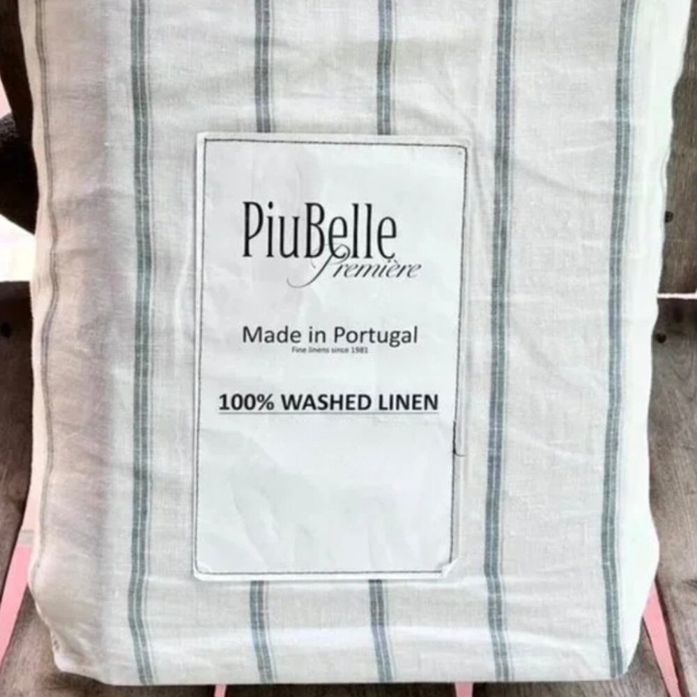 PiuBelle Premiere 100% Flax Washed Linen QUEEN Size Duvet Set - includes 2 shams